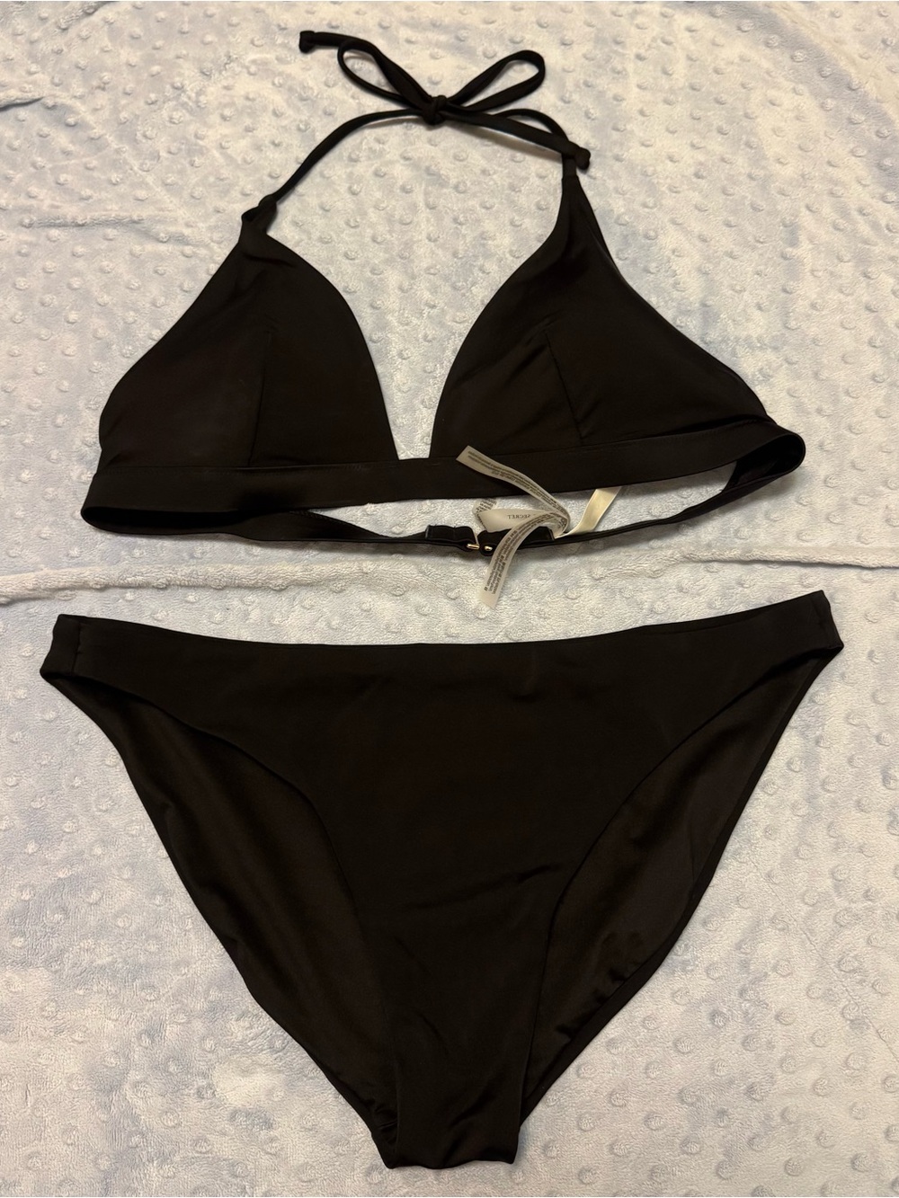 Victoria’s Secret Black Triangle Halter Top 2 Piece Bikini Set
